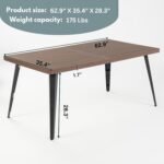 kitchen dining chairs and table 5-piece set, 63 rectangular brown dining room - Image 3