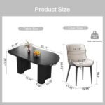 55" Oval Black Dining Table Set for 4, 4 Seat Chairs Dining Room Table Sets - Image 2