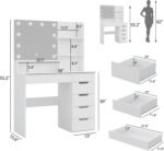 Vanity Desk with LED Lighted Mirror, Makeup Vanity Table Set with 6 Drawers - Image 6