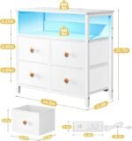 Night Stand with Charge Station, Nightstand with 4 Drawers Bedside Table, LED Dresser with Storage Shelf - Image 8
