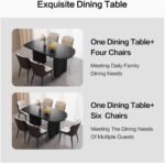 55" Oval Black Dining Table Set for 4, 4 Seat Chairs Dining Room Table Sets - Image 8