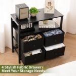 Night Stand with Charge Station, Nightstand with 4 Drawers Bedside Table, LED Dresser with Storage Shelf - Image 4