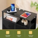Night Stand with Charge Station, Nightstand with 4 Drawers Bedside Table, LED Dresser with Storage Shelf - Image 2