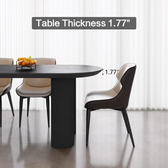 55" Oval Black Dining Table Set for 4, 4 Seat Chairs Dining Room Table Sets - Image 3