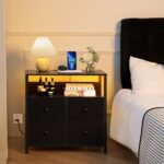 Night Stand with Charge Station, Nightstand with 4 Drawers Bedside Table, LED Dresser with Storage Shelf - Image 6