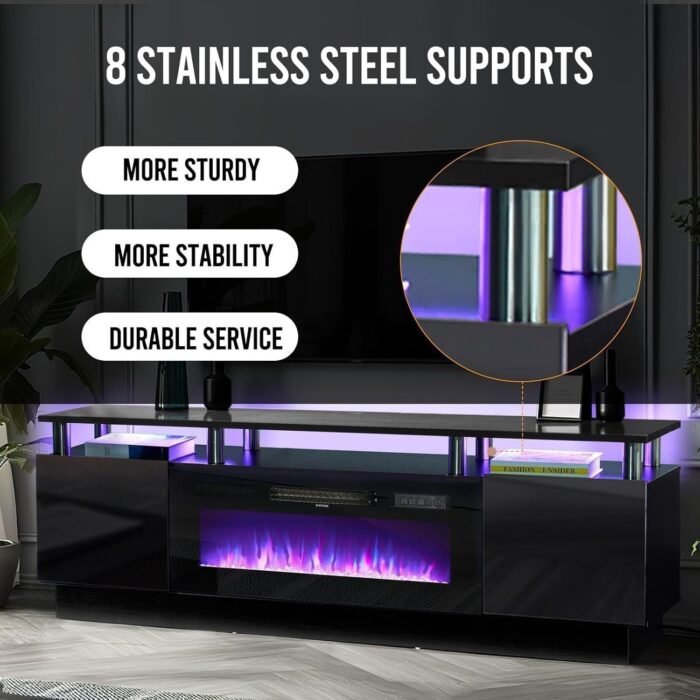 70" Modern Electric Fireplace TV Stand for TVs Up to 80 inch - Image 2
