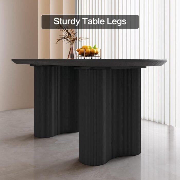 55" Oval Black Dining Table Set for 4, 4 Seat Chairs Dining Room Table Sets - Image 4