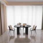 55" Oval Black Dining Table Set for 4, 4 Seat Chairs Dining Room Table Sets - Image 9