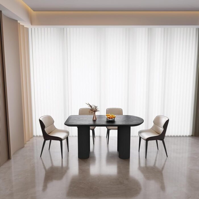 55" Oval Black Dining Table Set for 4, 4 Seat Chairs Dining Room Table Sets - Image 9
