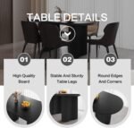 55" Oval Black Dining Table Set for 4, 4 Seat Chairs Dining Room Table Sets - Image 6