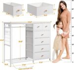 Dresser for Bedroom with Hanging Rack 6 Drawers Dresser with LED Lights Fabric Dressers - Image 5