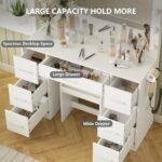 43'' W Vanity Desk with Power Outlet, Makeup Vanity with Lighted Mirror and 7 Drawers - Image 6