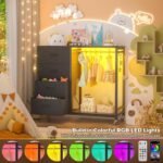 Dresser for Bedroom with Clothes Rack, 4 Drawers Dresser with Charging Station LED - Image 5