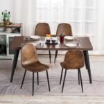 kitchen dining chairs and table 5-piece set, 63 rectangular brown dining room - Image 2