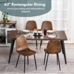 kitchen dining chairs and table 5-piece set, 63 rectangular brown dining room - Image 4